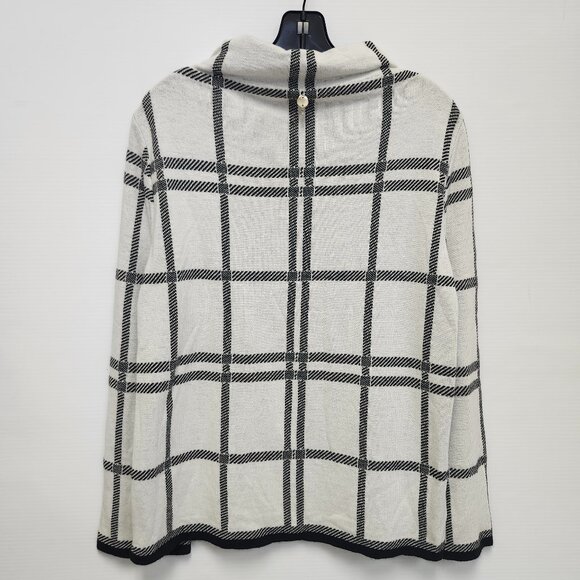 Up To You Women's White/Black Striped Cowl Neck Sweater Size S - Picture 2 of 8